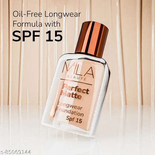 MILA BEAUTE Perfect Matte Long-wear Liquid Foundation, High Coverage Foundation, Matte Foundation, Super Stay Foundation, SPF15, Shade- Natural, 30 ml