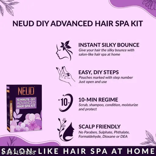 NEUD 4-Step DIY Advanced Hair Spa Kit for Salon-Like Silky Bounce at Home - 1 Pack (40 g) - Springkart 