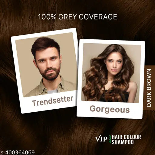 VIP Dark Brown Hair Colour Shampoo | Ammonia-Free, Lustrous Gloss | Radiant At-Home Hair Colour | 180ml