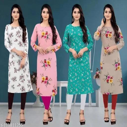 Micozy Women's Ethnic Wear Multi Color Straight Kurti pack of 4 - Springkart 