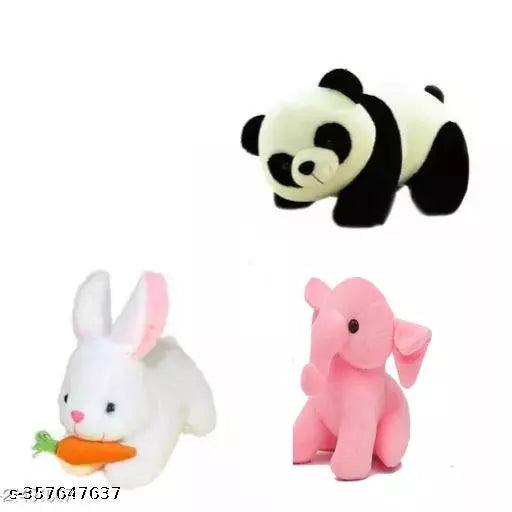 Beautiful Unisex Soft Toys Combo / 3 Toys / Elephant , Rabbit and Panda - Springkart 