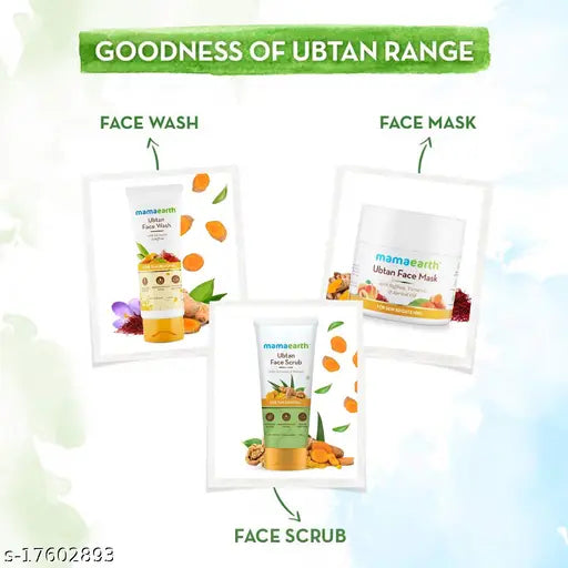 Mamaearth Ubtan Natural Face Wash for Dry Skin with Turmeric & Saffron for Tan removal and Skin brightning 100 ml