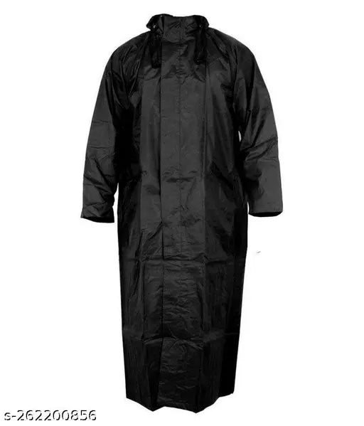 Waterproof Solid Men & Women Raincoat BLACK color