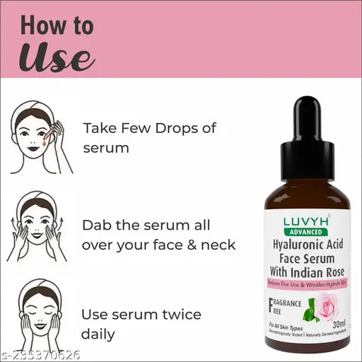 Luvyh hyaluronic acid with India Rose for face Anti Ageing, Brightening and Whitening Serum 30ml
