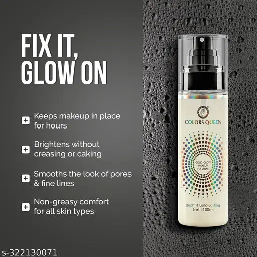 Colors Queen Gold Glow Long Lasting Makeup Setting Spray with Aloe Vera Extracts – 100 ml