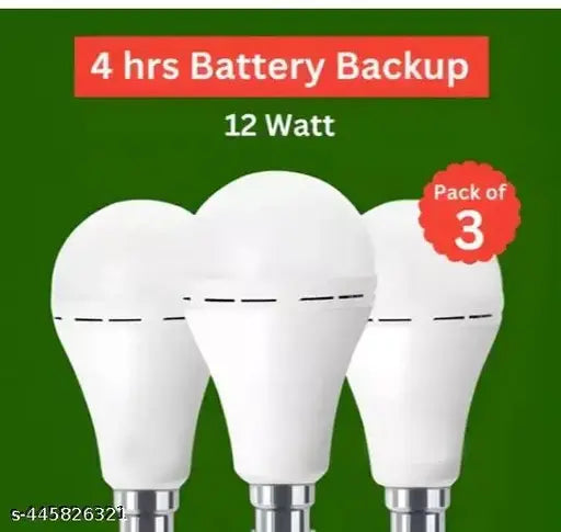 Emergency Rechargeable Led Inverter Bulb 12 Watt Pack Of 3 , Inverter Ac Dc Bulb