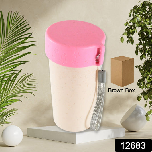12683 Travel Coffee Cup Portable Water Bottle Wheat Straw Coffee Tea Mug Coffee Mug With Lids For Coffee Tea (300 Ml Approx) - Springkart 