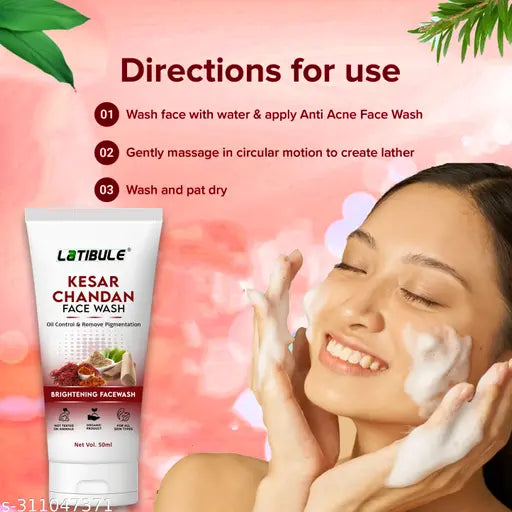 Kesar Chandan Face Wash, Skin Lightening & Tan Removal Face wash,Oil Controal & Remove Pigmentation  Tan Removal Face Wash, All Skin Types Face Wash (Pack of 3)150ML