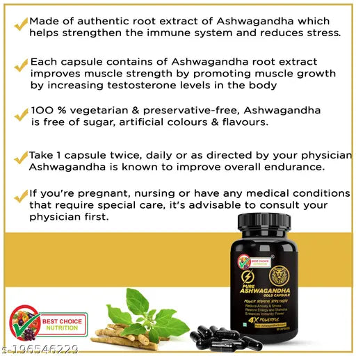 Ashwagandha gold pure caps for muscle gain and stamina boost - Springkart 