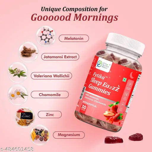 Sleep Gummies | Melatonin 5mg, Jatamansi, Chamomile, Valeriana, Zinc & Magnesium| Strawberry Flavour - 30 Gummies - Springkart 