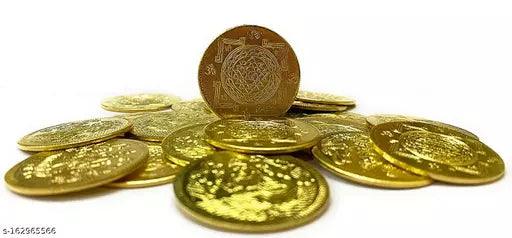 lakshmi kuber brass 3 cm coins yantra for puja and havans pack of 11.