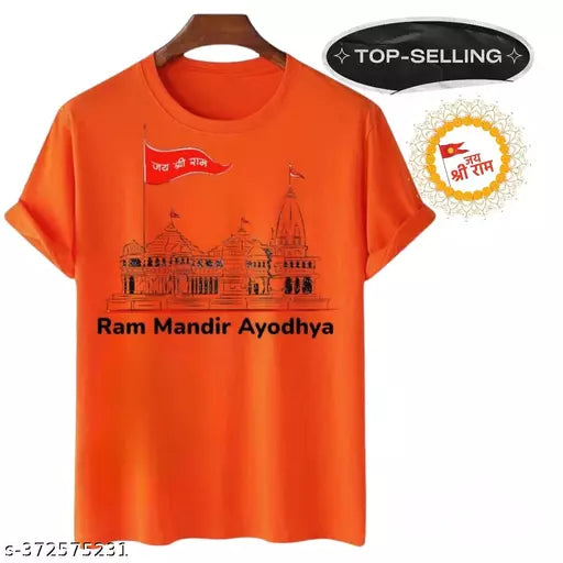 Mens Ram Mandir Ayodhya Polyester Tshirt - Springkart 