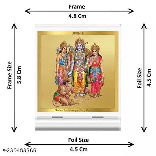 Diviniti Ram Darbar God Idol Photo Frame for Car Dashboard 24K Gold Plated Foil - Springkart 