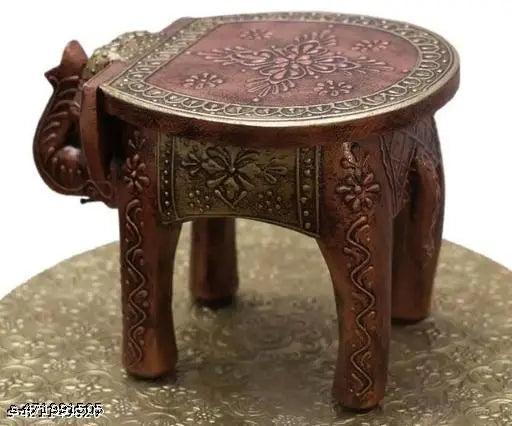 Handcrafted Handmade Decorative Wooden Painted Stool Elephant, 6 -inch, Multicolour