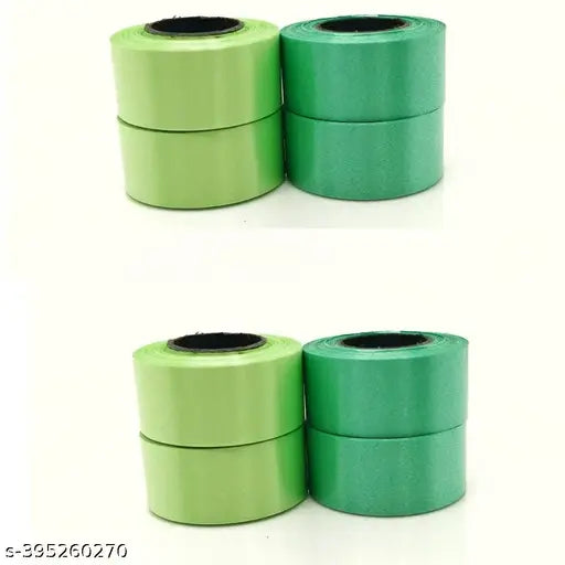 Pack of 8 Pcs 1 Inch 4 Pcs Light Green, 4 Pcs Dark Green Plastic Curling Ribbon Roll 10 Mtr Each