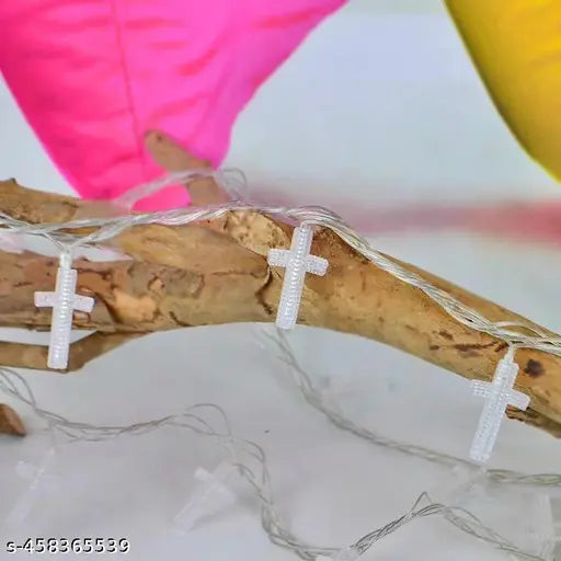 Holy Cross String Lights 20 LED 4 Meter Long for Christmas Decoration (2 Pin Plug, Steady Lights, Warm white) - Springkart 