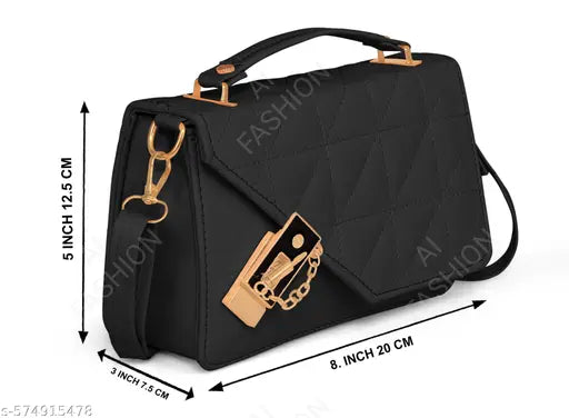 AI FASHION Women's PU Hand Bag Shoulder Bag Sling Bag | Ethereal Design | Adjustable Strap | Embellished With Strap Perfect For Party Travel Or Daily Use For Girl And Women