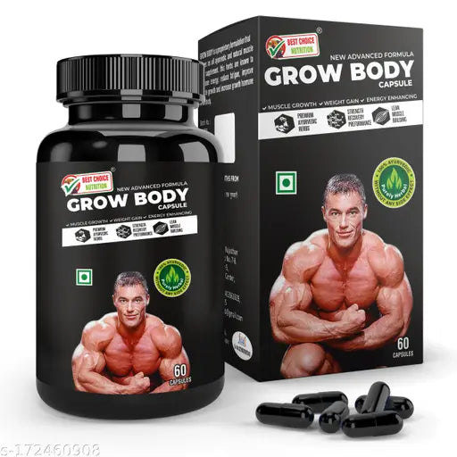 Grow Body Capsule For Muscle Building & Weight Gain (60 No) - Springkart 