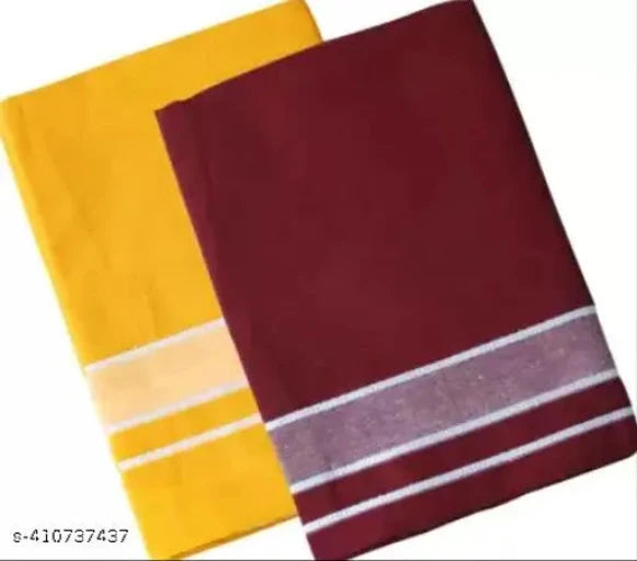 Trendy Green & Maroon Cotton Dhoti Set - Pack of 4 with Gold Accents