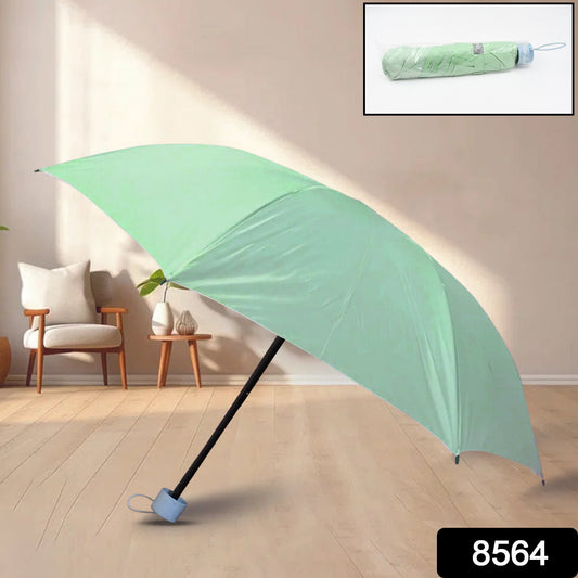 8564 3 Fold Manual Open Umbrella Windproof Sunproof Rainproof With Sturdy Steel Shaft Easy To Hold Carry Umbrella For Women Men Kids (1 Pc) - Springkart 