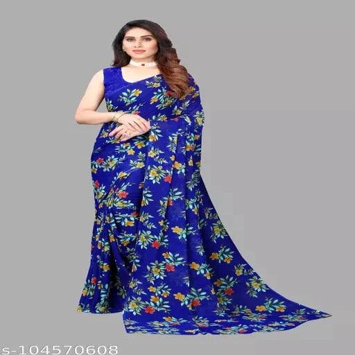 VJ FASHION Floral Print Daily Wear Georgette Saree - Springkart 