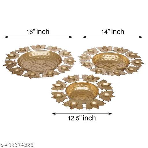 Lotus Decorative Urli Set Beautiful Handicrafted Bowl for Floating Flowers Set of 3pcs