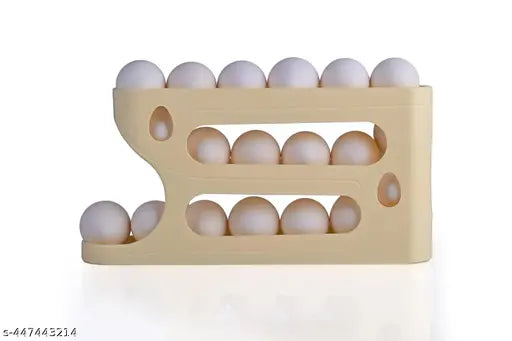 Rolling Egg & lemon Dispenser For 18-24 Eggs, Space-Saving And Durable Storage Solution With Gravity three Layer Plastic Egg Holder