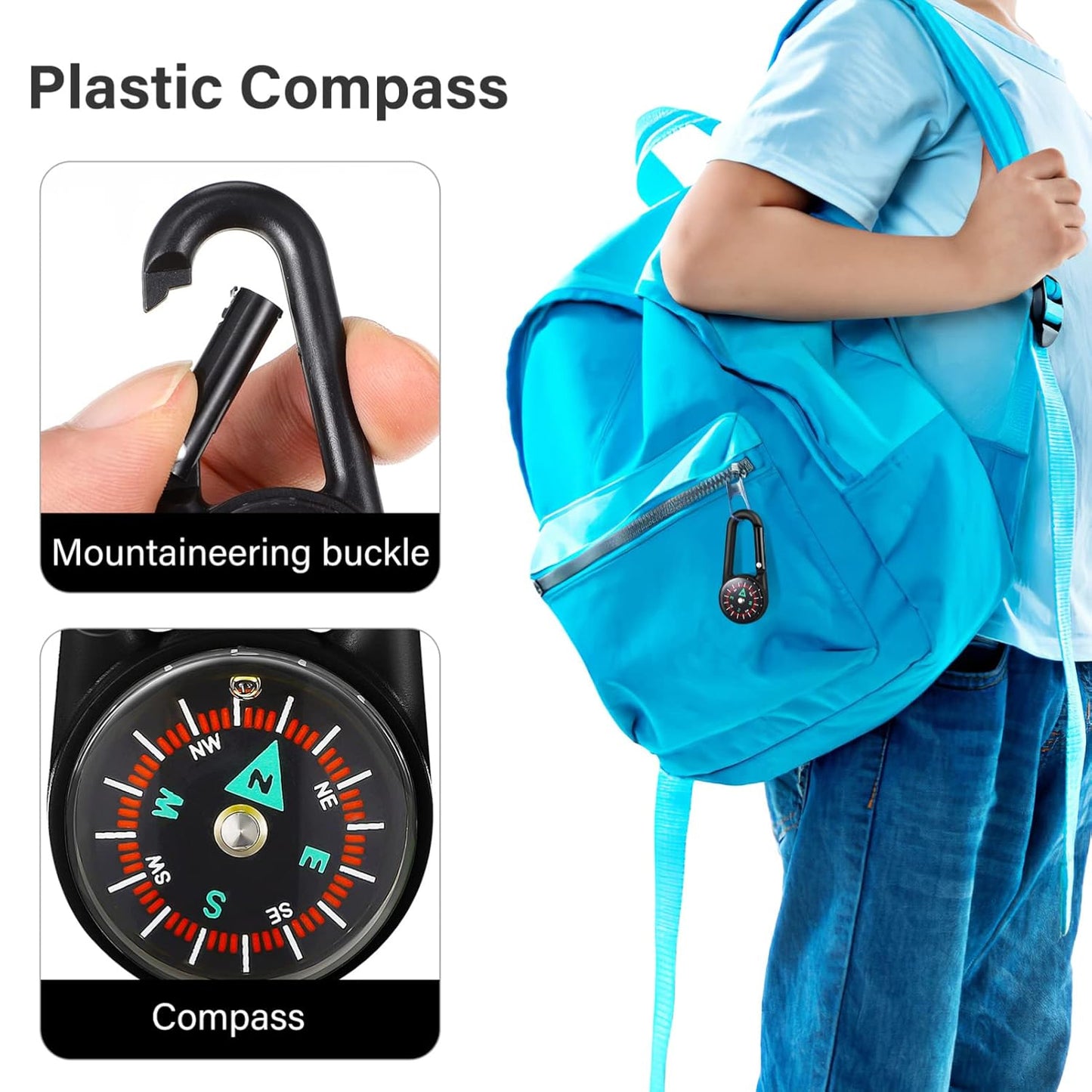 Clip Snap Hook Mini Compass (1 Pc (1 Pc Mix Design) - Springkart 