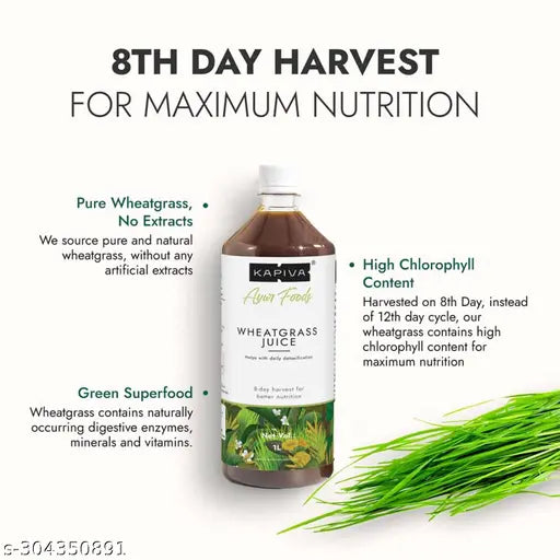Kapiva Wheatgrass Juice - Herbal Supplement to Help Detoxify the Liver, Cleanse the Digestive System, and Purify Blood, 1 L