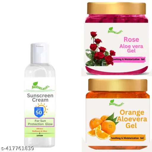 Activeland Orange gel , Rose gel , Sunscreen for skin 100 gm each - Springkart 