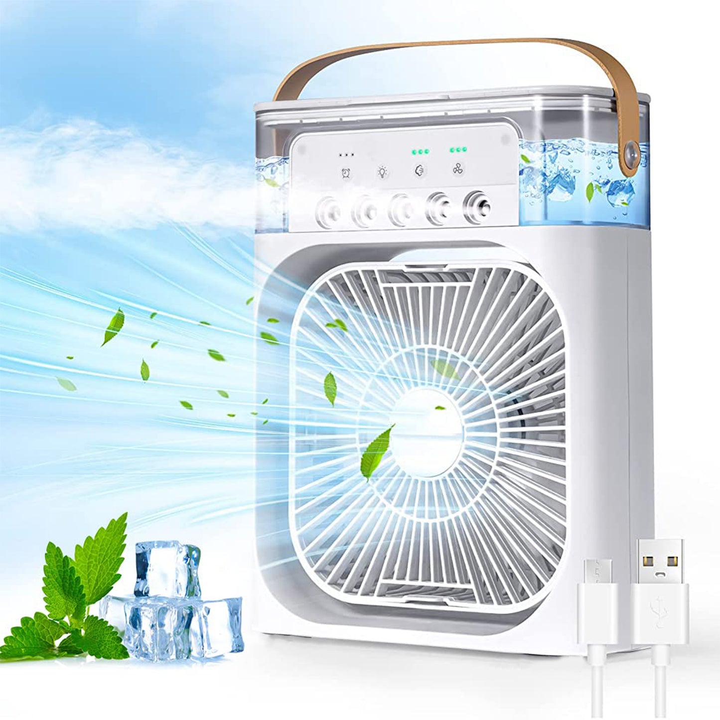 Portable Air Conditioner Fan 7 Color Changing Light (Big 1 Pc) - Springkart 