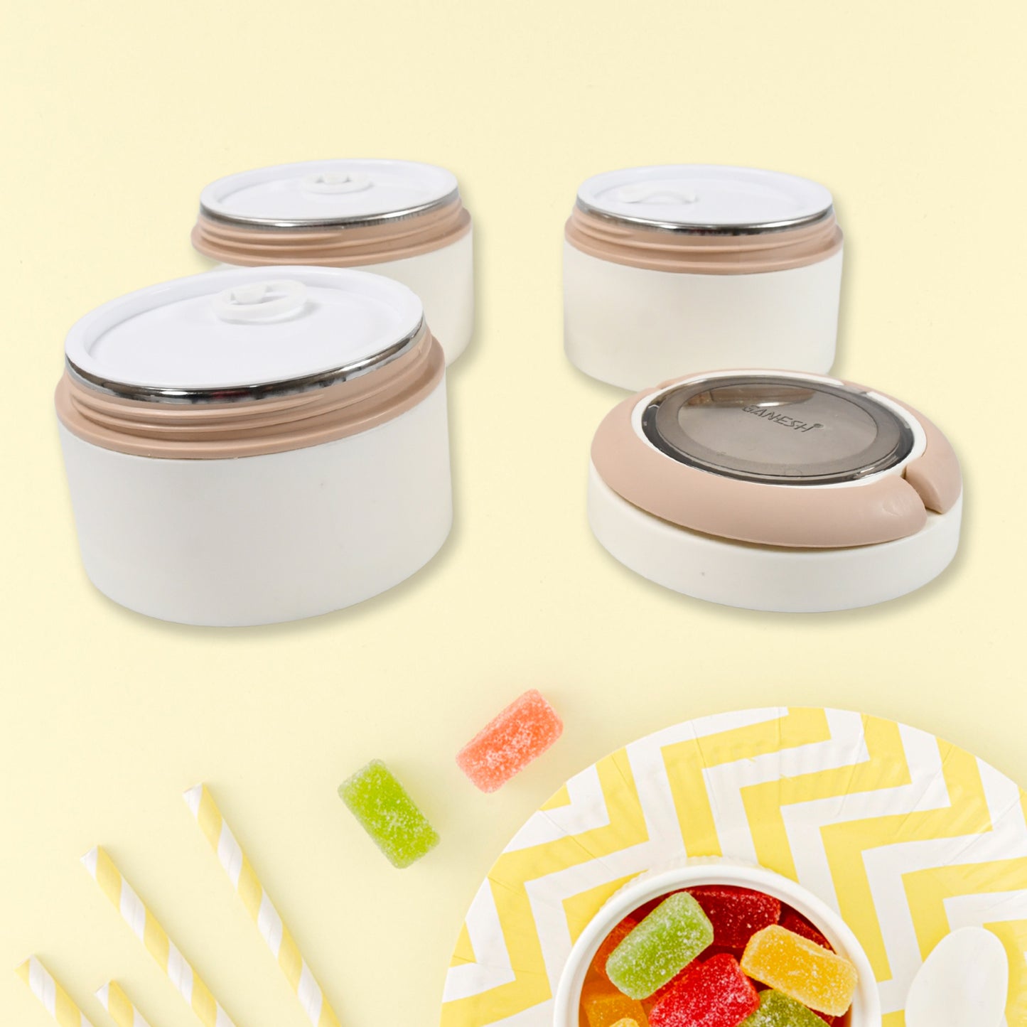 Ganesh Smart Stack 23 Layer Portable Lunch Box Stainless Steel Airtight Leak-proof Lunch Box For Office School Picnic Color May Vary (2 Layer 3 Layer) - Springkart 