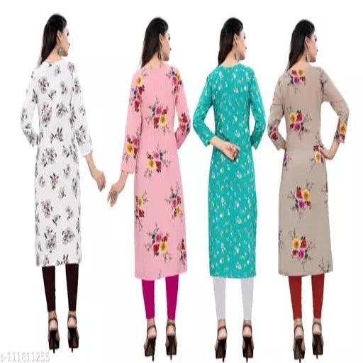 Micozy Women's Ethnic Wear Multi Color Straight Kurti pack of 4 - Springkart 