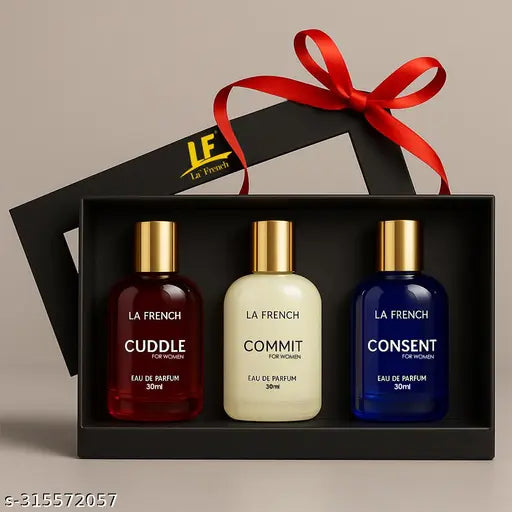 La French Perfume Gift Set for Women 3x30 ML Cuddle Commit & Consent Perfume Scent | Long Lasting EDP Fragrance Scent | Date night fragrance | Ideal gift for Women  | Perfect Gift for Her