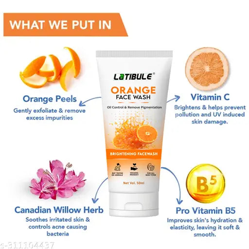 Vitamin C,Orange & Aloe Vera Skin Whitening Brightening Facewash, Tan Removal Face wash (150ML) Combo