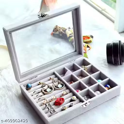 Jewellery Organiser Boxx Velvet Clear Lid Jewellery Organiser