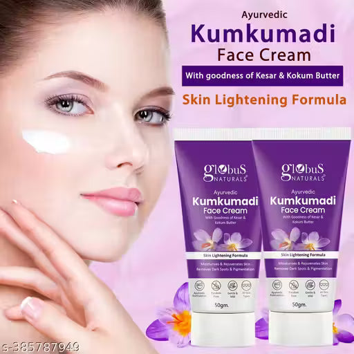Globus Naturals Ayurvedic Kumkumadi Skin Lightening Face Cream, All Skin Types, 50gm (Pack of 2)