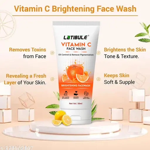 Latibule Vitamin C Facewash(50ml)Skin Whitening  & Vitamin C Skin &Hair Gel (150ml) Skin Brightening Gel  Skin Dark spots Combo PACK OF 2