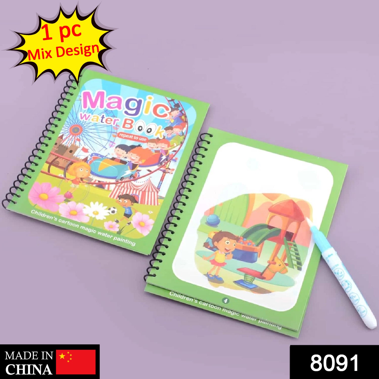 8091 Magic Water Quick Dry Book Water Coloring Book Doodle With Magic Pen Painting Board - Springkart 