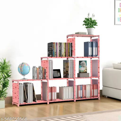 9 Shelf Book shelf Almirah - Foldable, Collapsible & Portable bookshelf, Showcase bookstand Rack