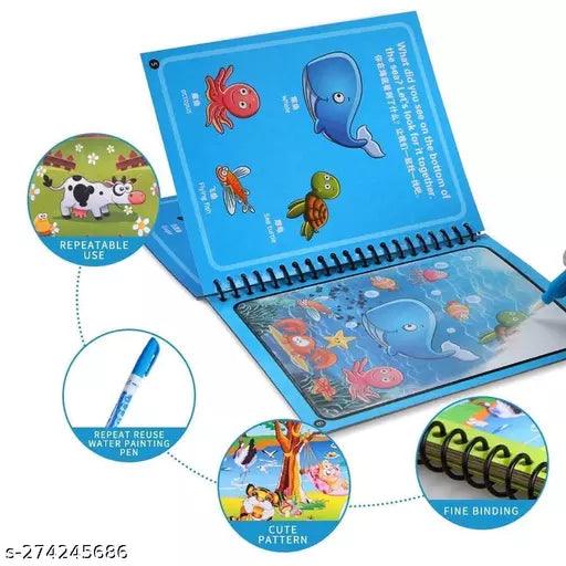 Reusable Magic Water Quick Dry Book Water Coloring Book Doodle with Magic Pen (Multi Color, 4) - Springkart 