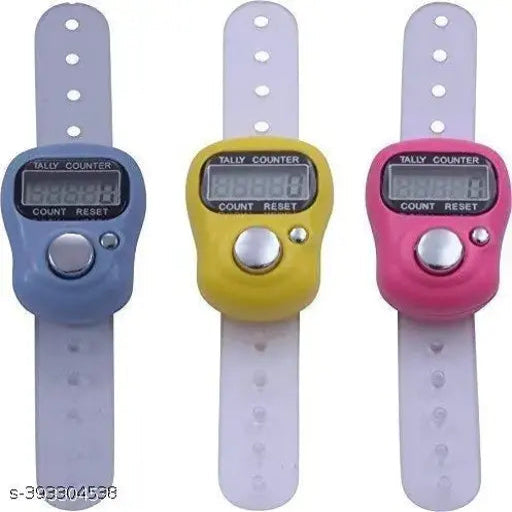 Digital Electronic Mini Finger Ring Hand Tally Counter Pack of 3 ( Assorted Colour )