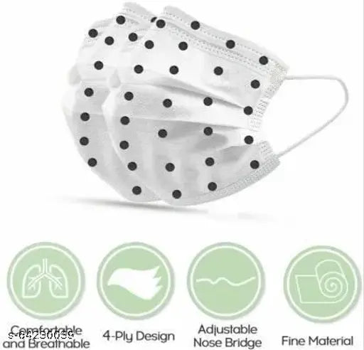 3Ply mask, Polka Dot Printed Designer Masks for Men and Women Pack of 100