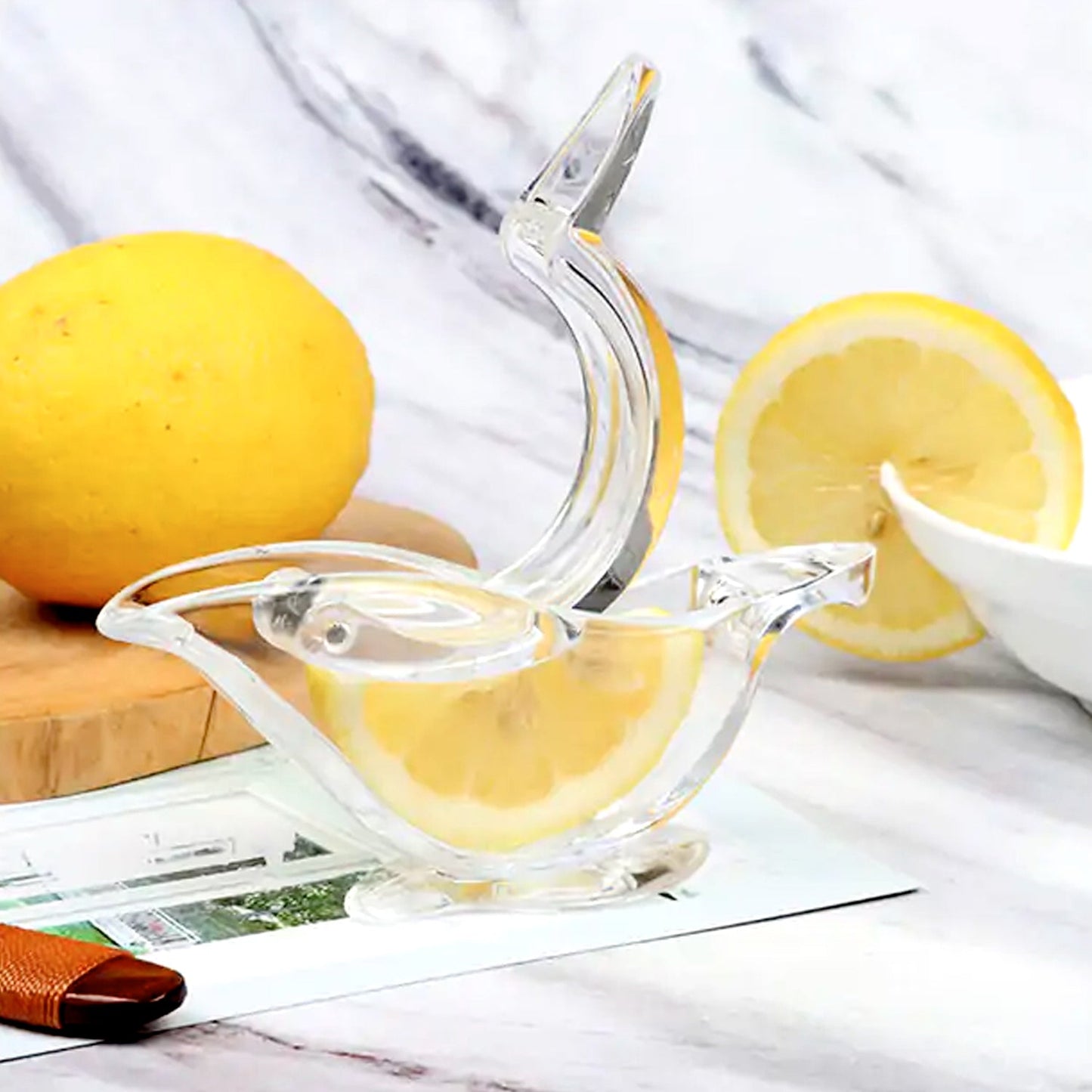 Manual Lemon Slice Squeezer - Portable Transparent Fruit Juicer, Bird-Shaped Hand Juicer for Orange, Lemon & Lime (Color Box) - Springkart 