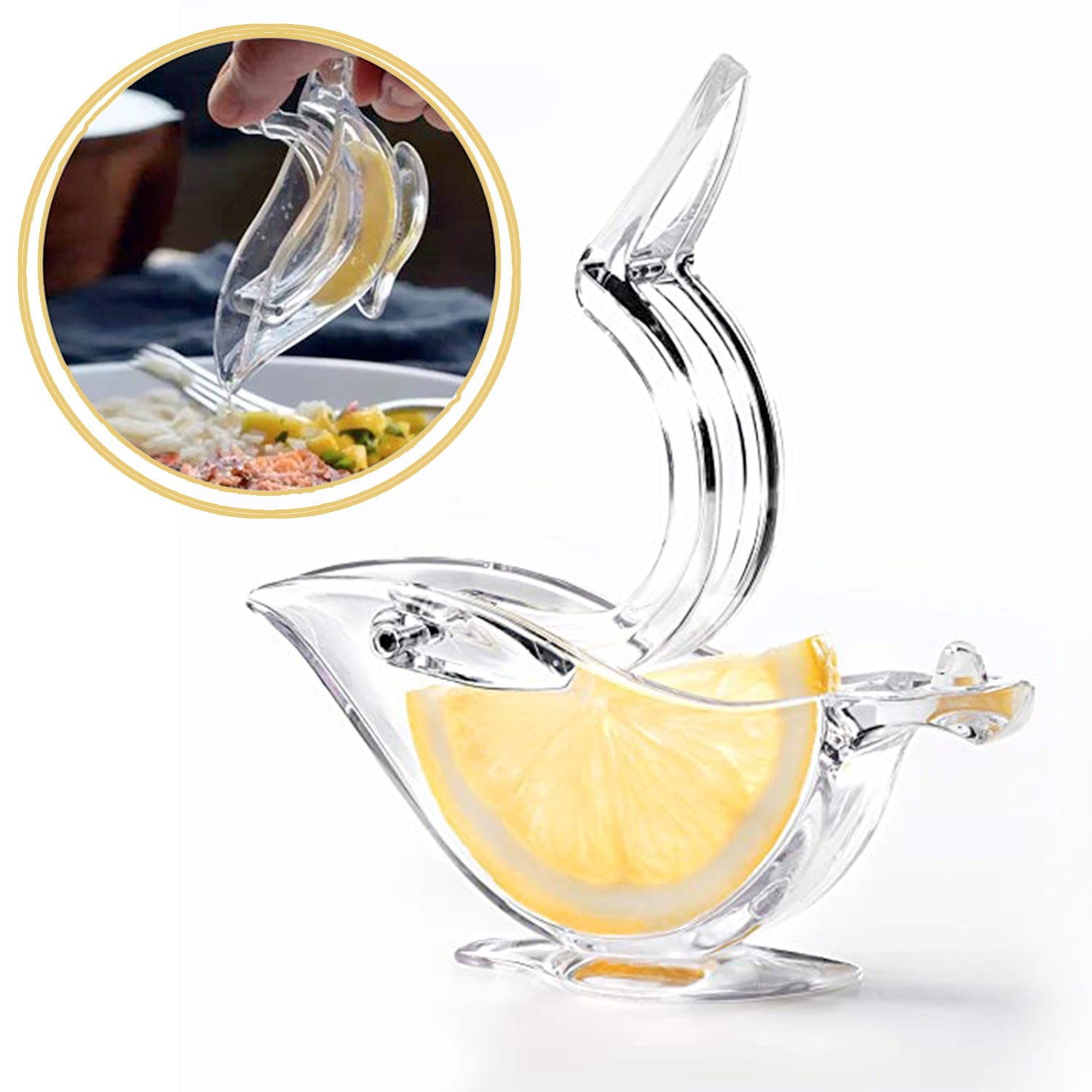 Manual Lemon Slice Squeezer - Portable Transparent Fruit Juicer, Bird-Shaped Hand Juicer for Orange, Lemon & Lime (Color Box) - Springkart 