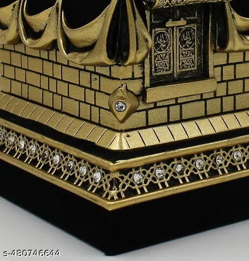 Islamic Home Table Decor Gifts Kaba Replica Model Showpiece (Small, Gold)