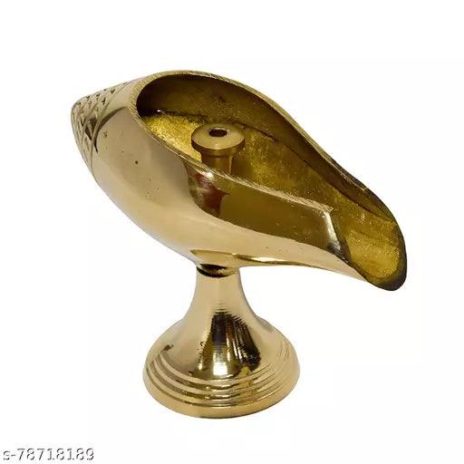 Pure Brass 99.9% Shank Design Table Diya, 3 inches, Brass, Pack of 1 pc