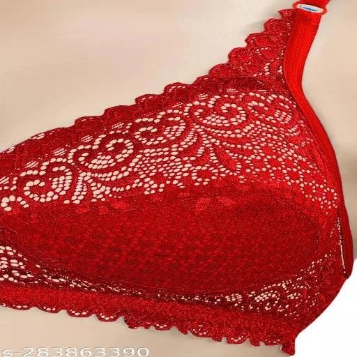 Women Fancy Stylish Women Everyday Net Bra For Girls Women Pack of 3 (BLACK,RED,CREEM,) - Springkart 