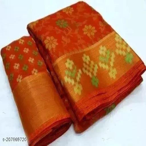 Vragi's New Designed Floral Print Traditional Cotton Saree - Springkart 