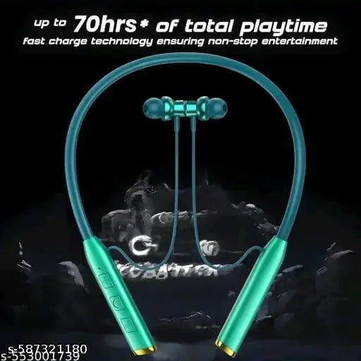 Wireless in-Ear Neckband Bluetooth Earphones with 10mm Drivers, Rich Music Experience, 50 Hours Playtime, Type C Fast Charging, Neckband Earphones with Voice